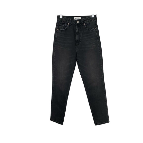 Zara Womens Jeans Size 2 Black Hi Rise Straight Leg Dark Wash Denim - Picture 1 of 9